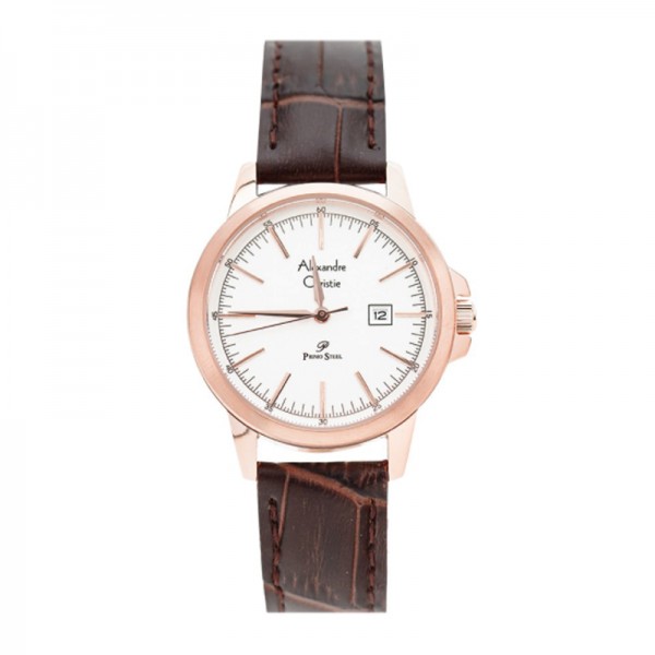 Alexandre Christie AC 1008 Rosegold White Leather Lady LDLRGSL